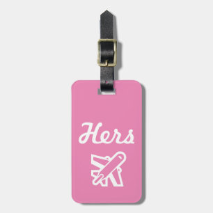 Hers Bright Pink and White Luggage Tag