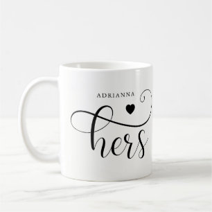 Hers   Elegant Typography and Heart Coffee Mug