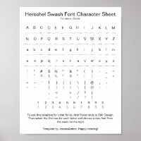 Herschel Swash Font Character Sheet for Zazzle