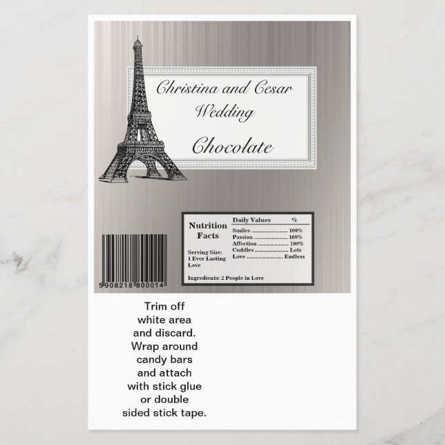Hershey's Large Bar Wrapper Black Eiffel Tower (Front)