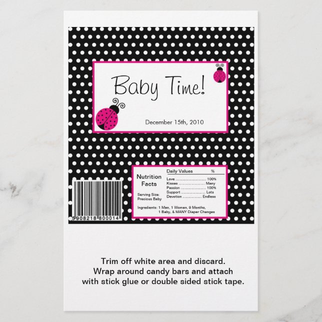 Hershey's Large Bar Wrapper Black Lady Bug (Front)