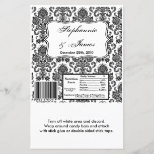 Hershey's Large Bar Wrapper Black White Damask Lac