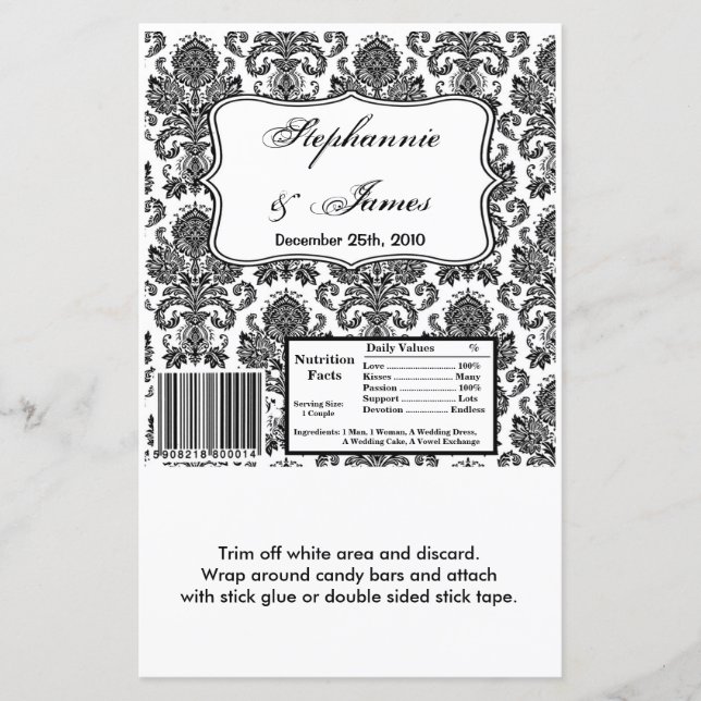 Hershey's Large Bar Wrapper Black White Damask Lac (Front)