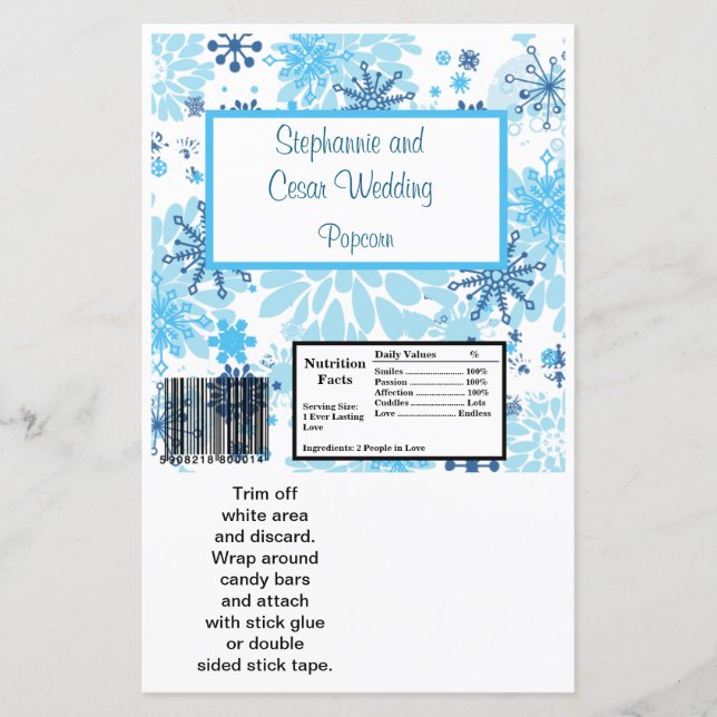 Hershey's Large Bar Wrapper  Blue Tree / Snowflake (Front)
