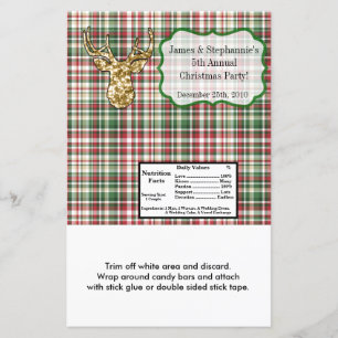 Hershey's Large Bar Wrapper Gold Glitter Reindeer