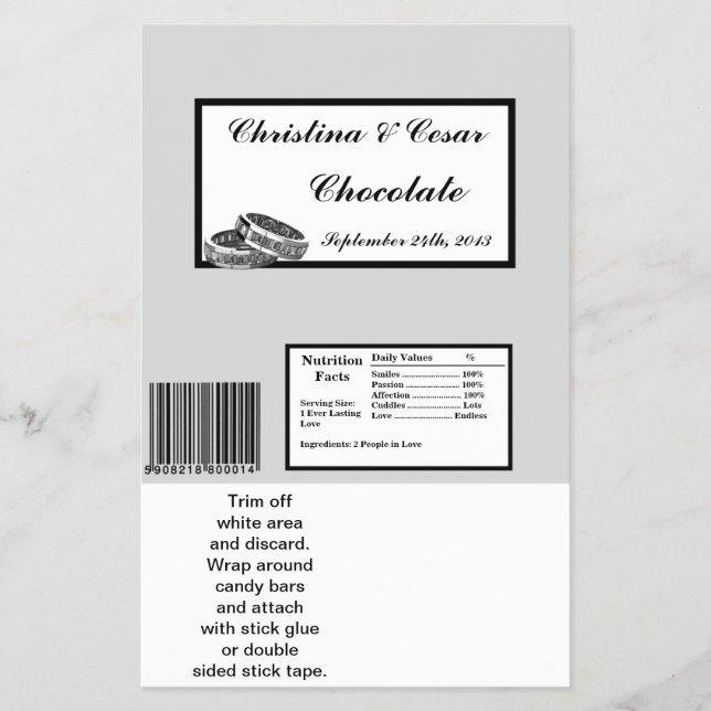 Hershey's Large Bar Wrapper His/Hers Diamond Weddi (Front)