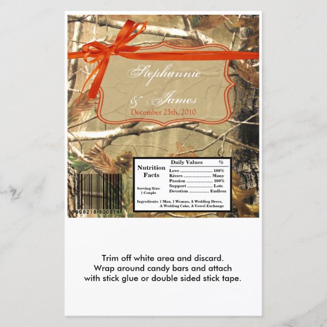 Hershey's Large Bar Wrapper Hunters Camoflouge Cam (Front)