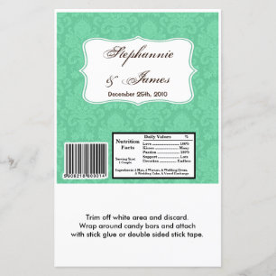 Hershey's Large Bar Wrapper Mint White Damask Lace