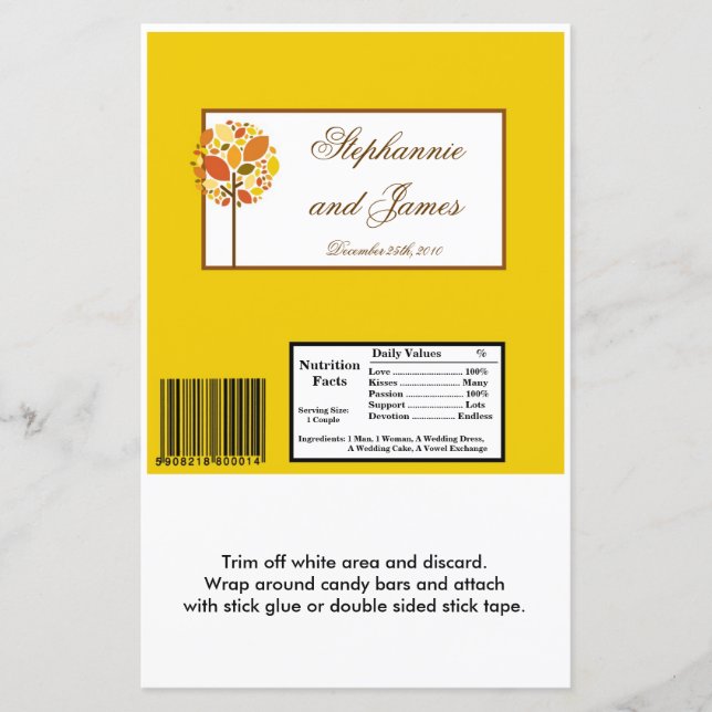 Hershey's Large Bar Wrapper Modern Autumn Tree (Front)