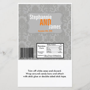 Hershey's Large Bar Wrapper Modern Grey Damask Lac