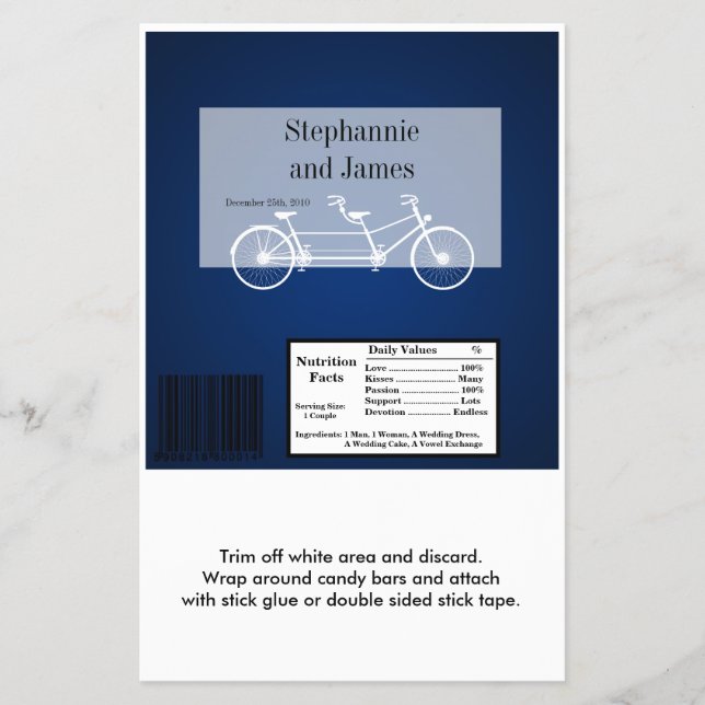 Hershey's Large Bar Wrapper Navy Blue Double Bike (Front)