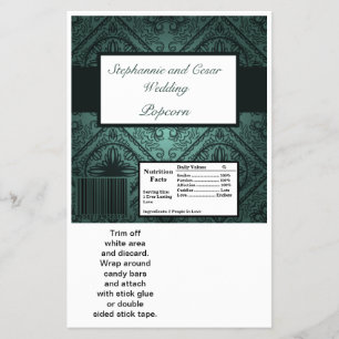 Hershey's Large Bar Wrapper Teal Ornate Damask