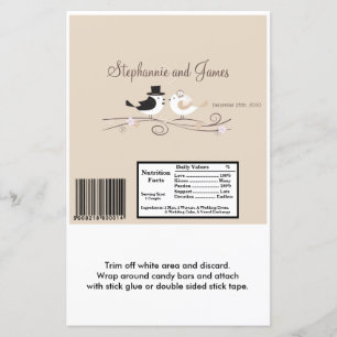 Hershey's Large Bar Wrapper Wedding Birds Bride