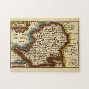 Hertfordshire County England Old Antiquarian Map Jigsaw Puzzle