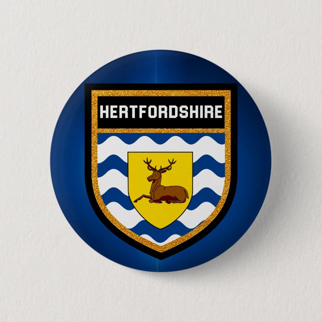Hertfordshire Flag 6 Cm Round Badge (Front)