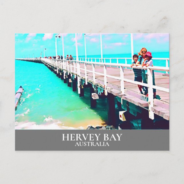 Hervey Bay Queesnland sea Australia vintage travel Postcard (Front)
