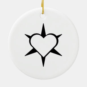 Herz Heart Cœur Cuore Star Starlet Sternchen Stern Ceramic Tree Decoration