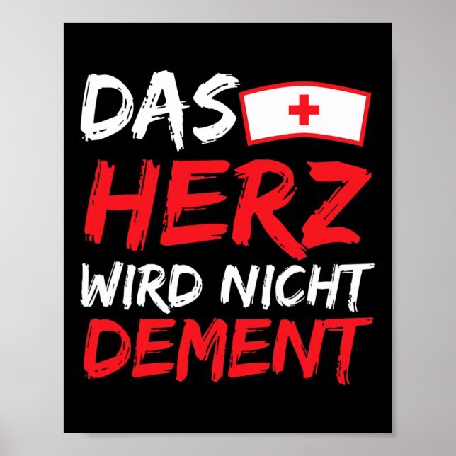 Herz Wird Nicht Dement Alzheimerheimer Saying Alte Poster (Front)