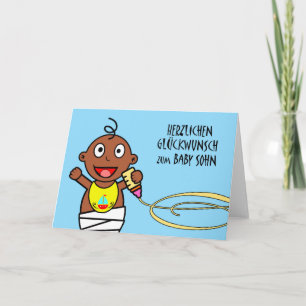 Herzlichen glückwunsch zum baby sohn, German Card