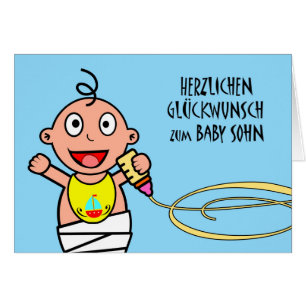 Herzlichen glückwunsch zum baby sohn, German Card