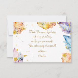 He's a Gem Birthday Crystals Boy's watercolor Thank You Card