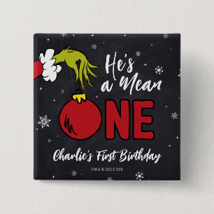 He's a Mean One   Grinch Birthday 15 Cm Square Badge