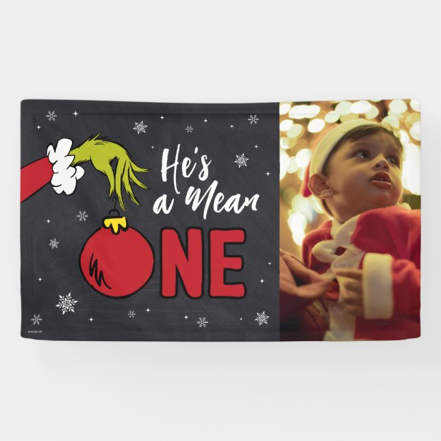 He's a Mean One | Grinch Chalkboard Birthday Banner (Horizontal)