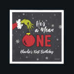 He's a Mean One | Grinch Chalkboard Birthday Napkin<br><div class="desc">Personalise this cute Dr. Seuss Grinch chalkboard napkin for your child's birthday.</div>