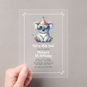 He's a Wild One 1st Birthday Acrylic Invitations