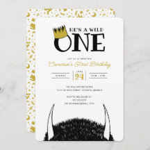 He's a Wild One - 1st Birthday Gold Crown