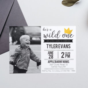 He's a Wild One Birthday Invitation with picture