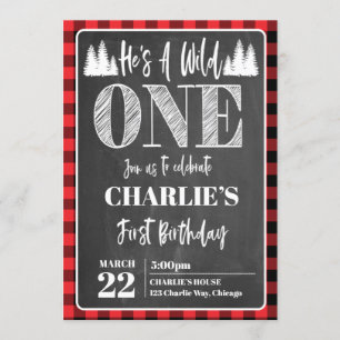 He's A Wild One Boys First Birthday Party Invite