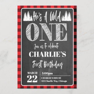 He's A Wild One Boys First Birthday Party Invite