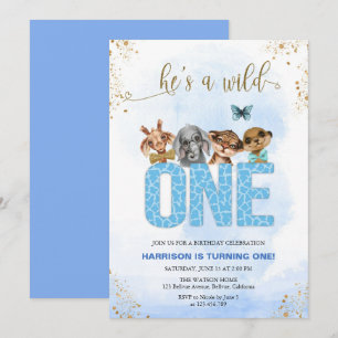 He's A Wild One Safari 1st Birthday Invitation