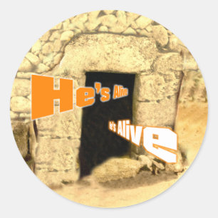 He's Alive Christian Easter Resurrection Art Classic Round Sticker
