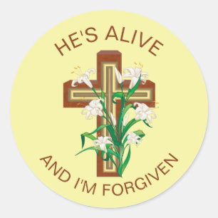 He's Alive I'm Forgiven Classic Round Sticker