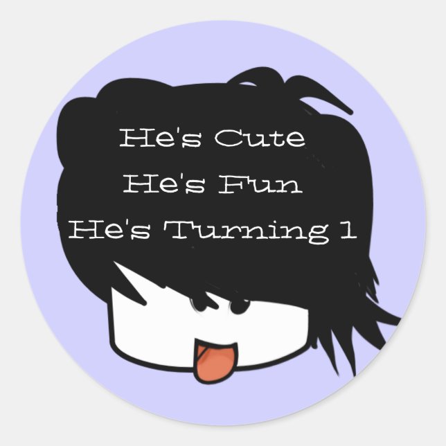 He's Cute He's One He's Turning One Classic Round Sticker (Front)