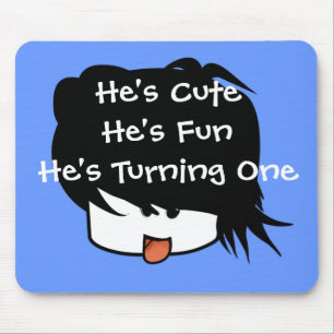 He's Cute He's One He's Turning One Mouse Mat