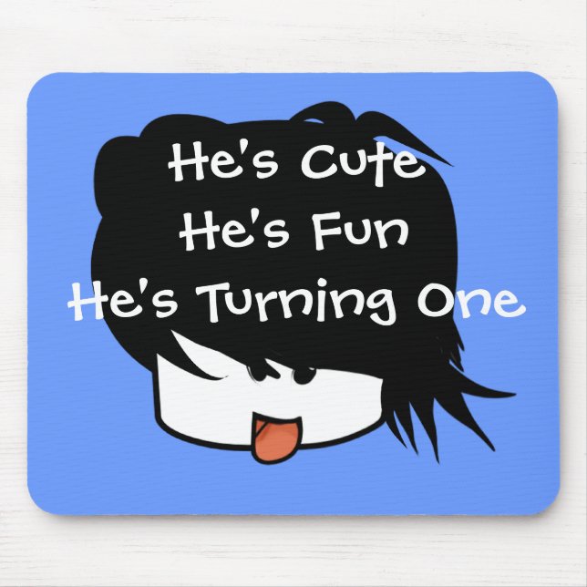 He's Cute He's One He's Turning One Mouse Mat (Front)