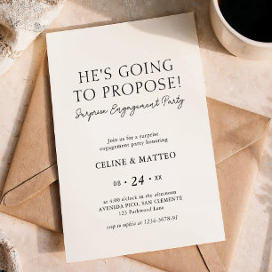 He's Going to Propose! Surprise Engagement Invitation