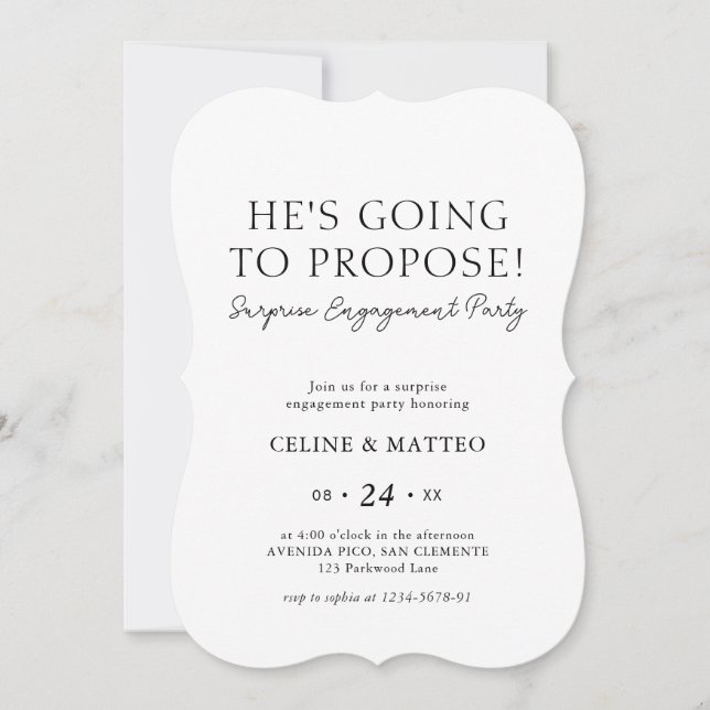 He's Going to Propose! | Surprise Engagement Invitation (Front)