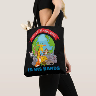 He's Got The Whole World in His Hands – Faith Kids Tote Bag