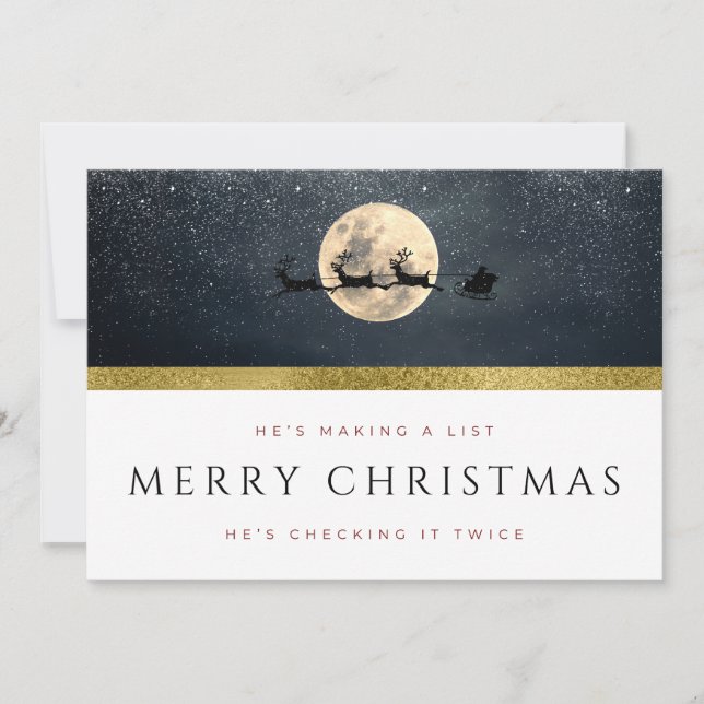 "He's Making a List" Merry Christmas Greeting Card (Front)