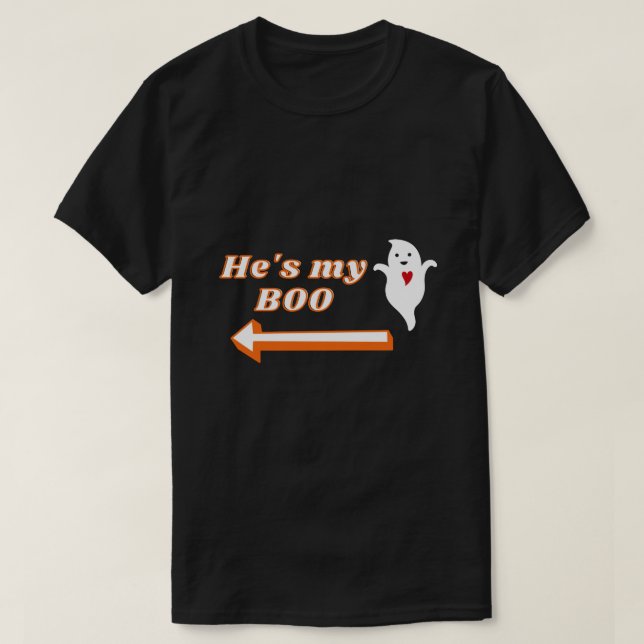 He's My Boo Halloween Couple T-Shirt (Design Front)