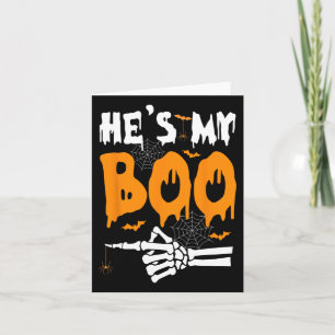 He's My Boo Skeleton Halloween Matching Couples  Card