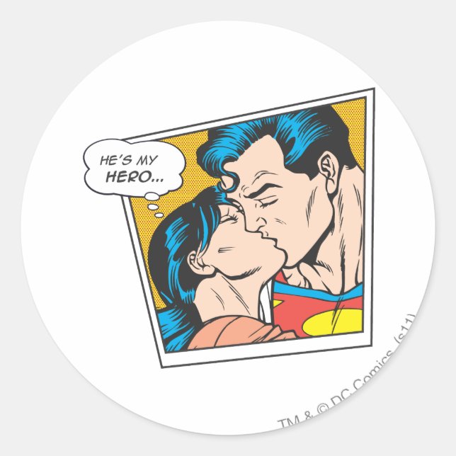 He's my hero classic round sticker (Front)