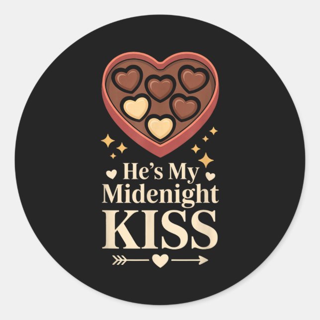 He's My Midnight Kiss Happy New Year Matching Coup Classic Round Sticker (Front)