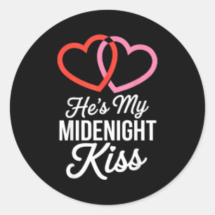 He's My Midnight Kiss Happy New Year Matching Coup Classic Round Sticker