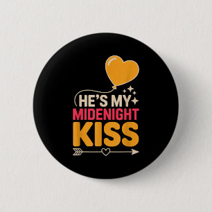 Hes My Midnight Kiss Happy New Year Matching Coupl 6 Cm Round Badge