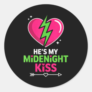 Hes My Midnight Kiss Happy New Year Matching Coupl Classic Round Sticker
